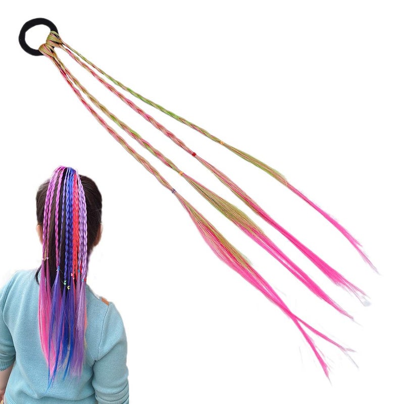Colorful towel loop wig rope princess gradient braided ponytail hair accessory fashion children's girl